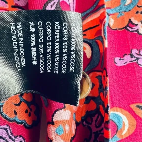 Anthropologie Maeve Darla Buttondown Shirt Vibrant Trees and Birds Size 8 - Picture 10 of 12